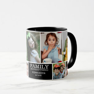 Mug 10 photos personnalisées Nom du devis de famille 