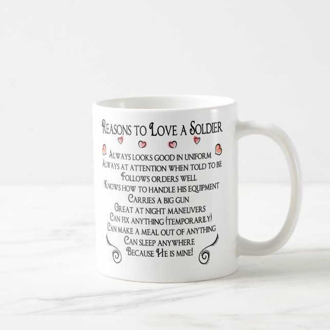 Mug 10 raisons d'aimer un soldat, 10 raisons au lov… (Droite)