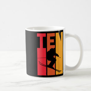 Mug 10e anniversaire Boy Retro Ski Lover Skier 10 ans