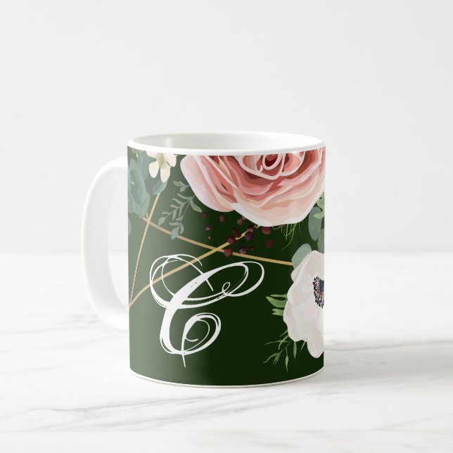 Mug  11 Oz. Chasseur de Rose de jardin géométrique de  (Devant gauche)