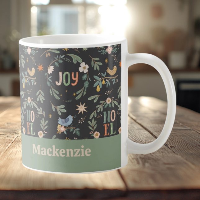 Mug 12 Jours de Noël Motif de vacances (12 Days of Christmas Holiday Pattern Coffee Mug by Ricaso. Add your name to this great mug)