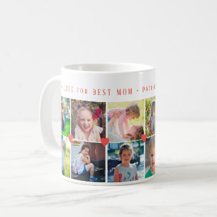Mug 12 photo collage LOVE pour BEST MOM coeurs rouges