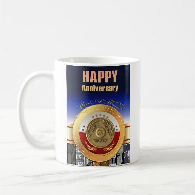 Mug 15 ans NOM PERSONNALISÉ AA Coin Vous êtes un gagna (Gauche)