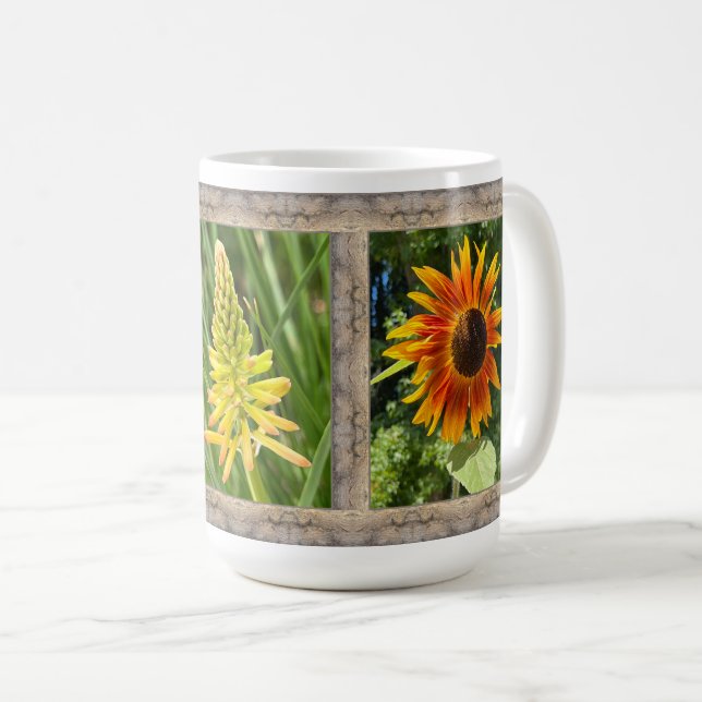 Mug  15 oz. Bouge de café aux tournesols (Devant droit)