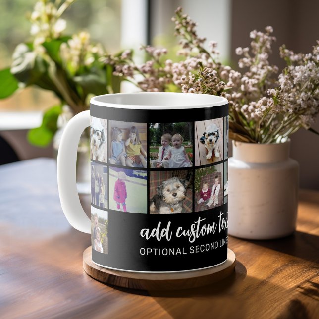 Mug 16 Grille de collage photo - 2 Zones de texte - no (Mug template with a place for photos and custom text)