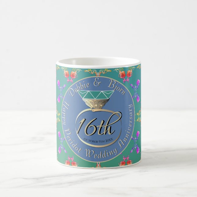 Mug 16e anniversaire de Mariage Statice Couleur & Péri (Centre)