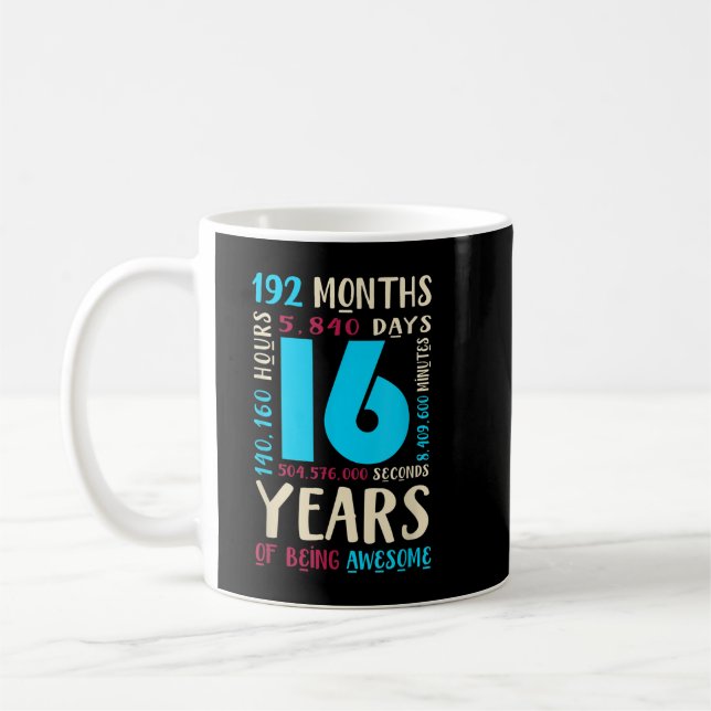 Mug 16e anniversaire Enfants Cadeau 16 ans Garçons Fil (Gauche)
