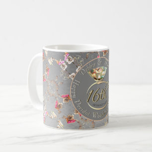 Mug 16e anniversaire Mariage cire, Statice, Peridot
