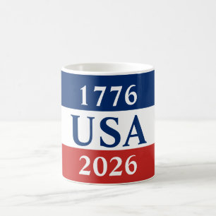 Mug 1776 USA 2026 Rouge Blanc et Bleu Patriotique