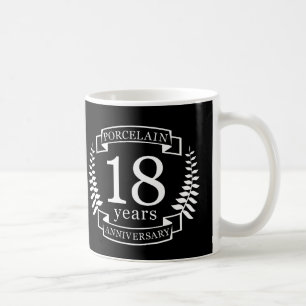 Mug 18 ans d'mariage traditionnel porcelaine