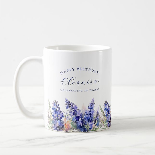 Mug 18e anniversaire Juillet Fleur de naissance Cadeau (Gauche)