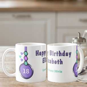 Mug 18e anniversaire nom violet vert