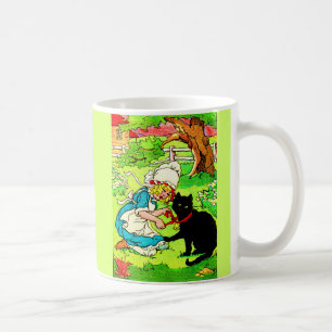 Mug 1905 petite fille met l'arc sur son chat noir