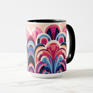 Mug 1920 Art déco rétro rose, violet, bleu moderne