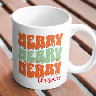 Mug 1960 Retro Super Orange Joyeux Noël Boho Nom