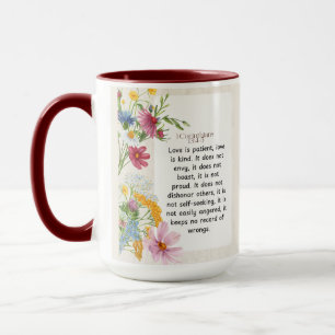 Mug 1 Corinthiens 13:4-5 Conception aquarelle apaisant