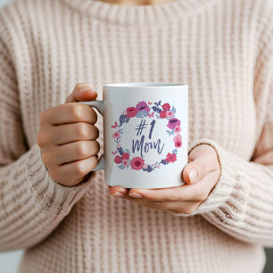Mug #1 Maman Brosse Script Floral Papillon Rose Wreath
