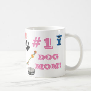 Mug #1 Maman de chien avec un jouet de chien, carte gr