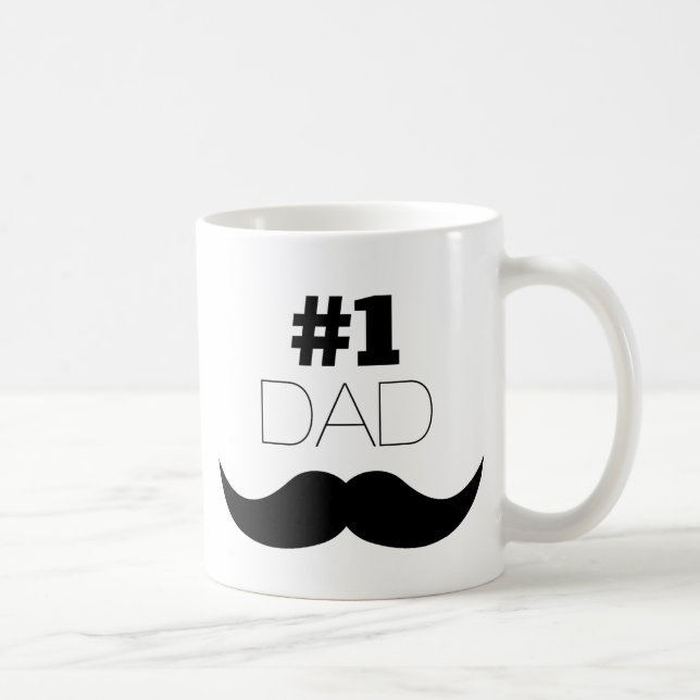 Mug #1 Papa Mustache noire - Numéro Un (Droite)
