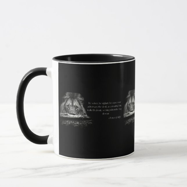 Mug 1 Pierre 5:8 KJV Bible Verse Deux Tons (Gauche)
