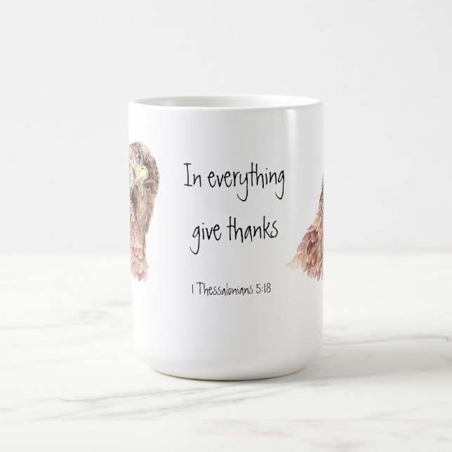 Mug 1 Thessaloniciens 5:18 Écriture, Oiseau mignon (Centre)