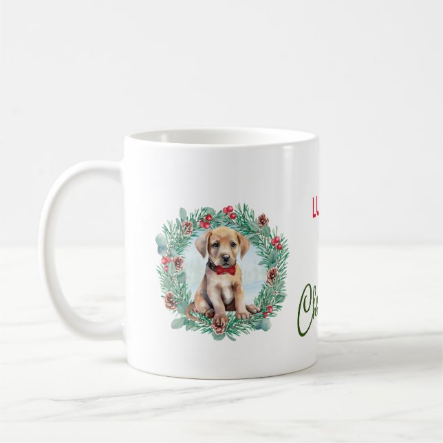 Mug 1er Christmas Yellow Lab Labrador Retriever Chien (Gauche)