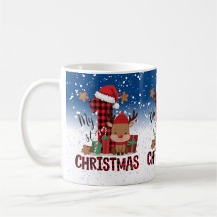 Mug 1er Noël Santa Hat White Neige Bébé Reindeer