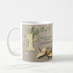 Mug 1ère Fête de mariage en papier Fleurs Rustique Pho