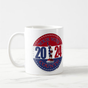 Mug 2024 Rouge et Bleu Votre vote Compte Statue Libert