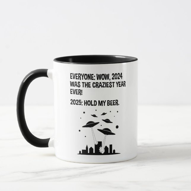 Mug 2025 Tenez ma bière Jour de l'An (Gauche)