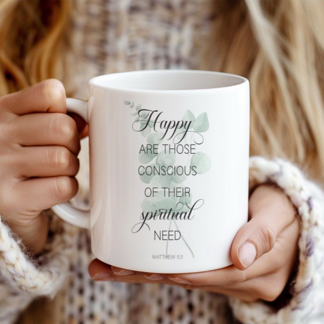 Mug 2026 JW Année Texte Matthieu 5:3 Eucalyptus Vert (Créateur téléchargé)