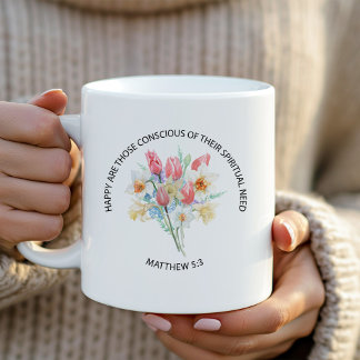 Mug 2026 JW Texte de l'année Matthieu 5v3 Fleurs de pr