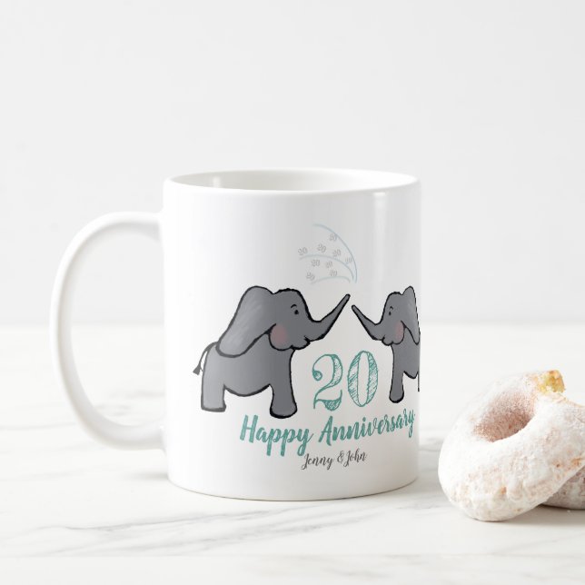Mug 20e anniversaire de la chine mariage éléphant mign (Avec donut)