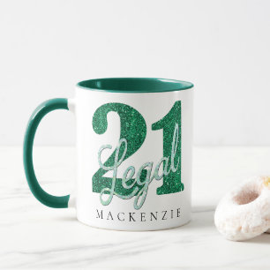 Mug 21 et juridique Green Faux Parties scintillant 2