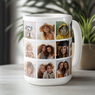 Mug 21 Photo Collage Grid - galerie - blanc