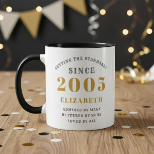 Mug 21e anniversaire 2005 Ajouter un nom Élégant