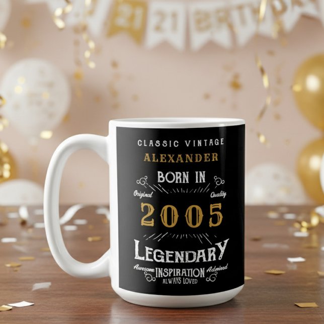 Mug 21st Birthday 2005 Legendary Retro (2005 coffee mug with blurred party background.)