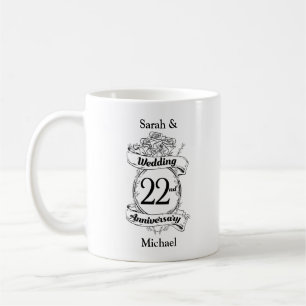Mug 22e anniversaire Mariage Fleurs