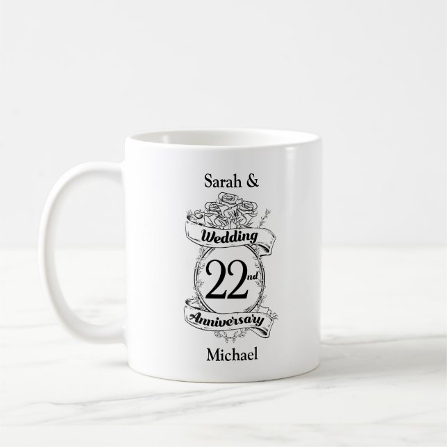 Mug 22e anniversaire Mariage Fleurs (Gauche)