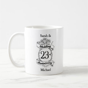 Mug 23e Mariage Anniversaire Fleurs Rose