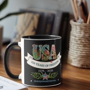 Mug 250 Ans de Liberté Élégant Patriotique Noir
