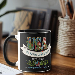 Mug 250 Years of Freedom Elegant Patriotic Black