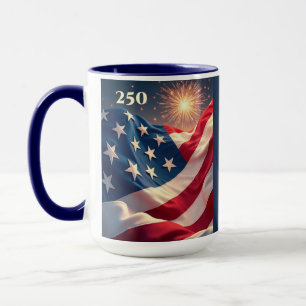 Mug 250e anniversaire du drapeau américain et feux d'a