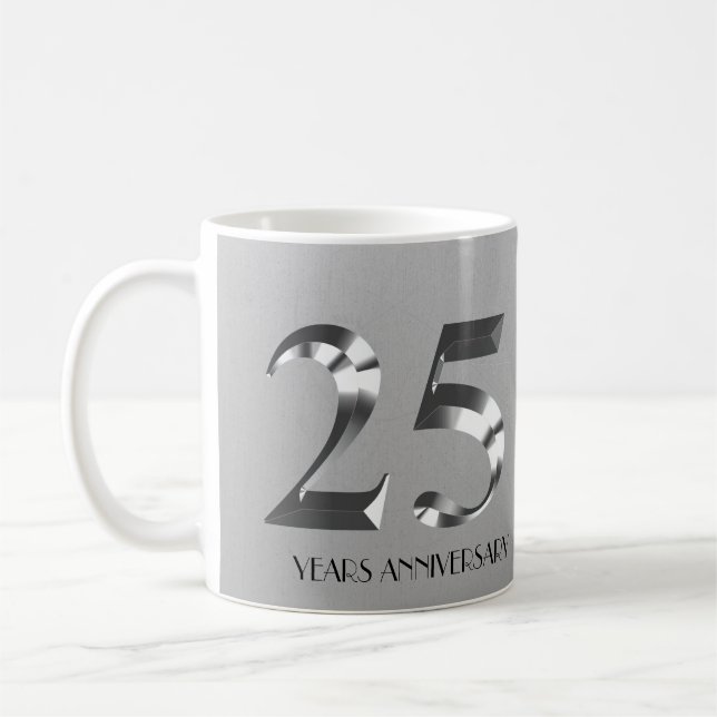 Mug 25e anniversaire Mariage d'argent métallique (Gauche)