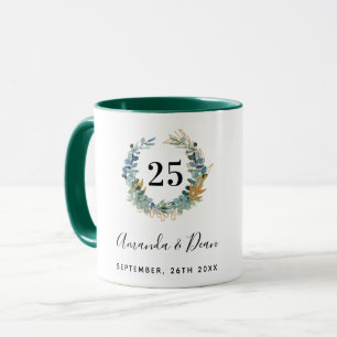 Mug 25e couronne d'eucalyptus mariage