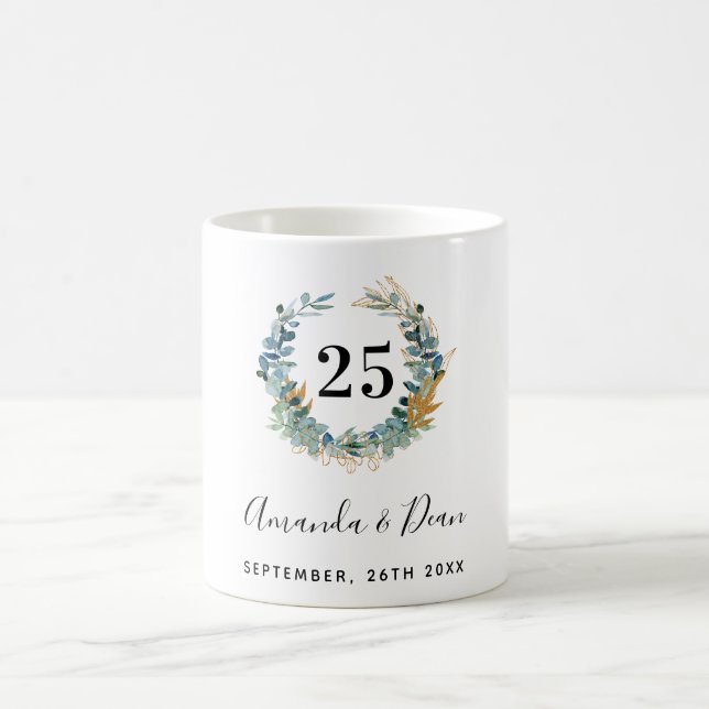 Mug 25e couronne d'eucalyptus mariage (Centre)