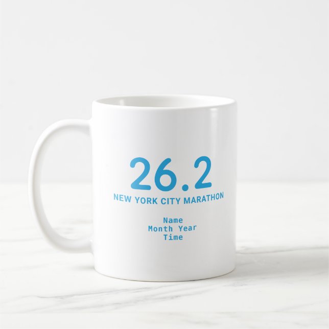 Mug 26.2 Coureur de marathon bleu personnalisé (Gauche)