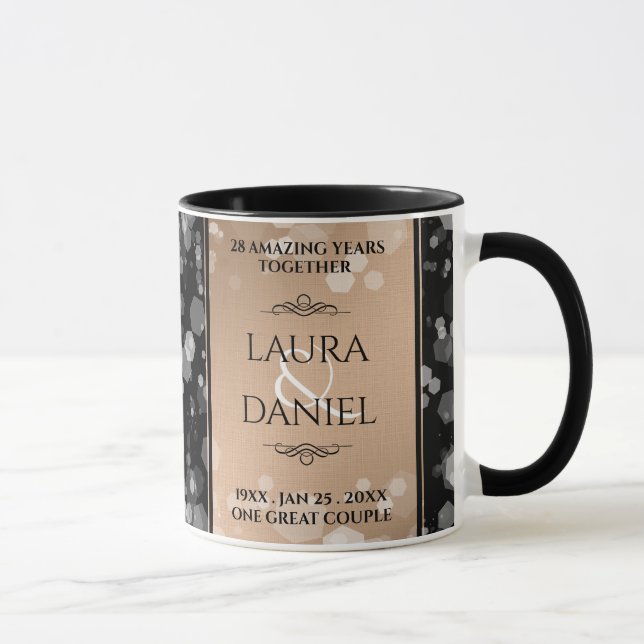 Mug 28e anniversaire du Mariage de lin élégant (Droite)