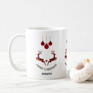 Mug 2 cerfs de Noël saut de style rustique