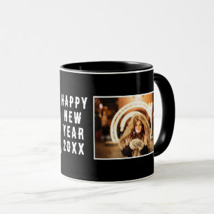 Mug 2 Collage photo Black Happy New Year 2025